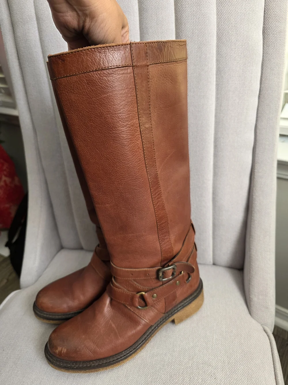 Boemos Brown Leather Knee-High Women's Riding Boots Size 38 Used.